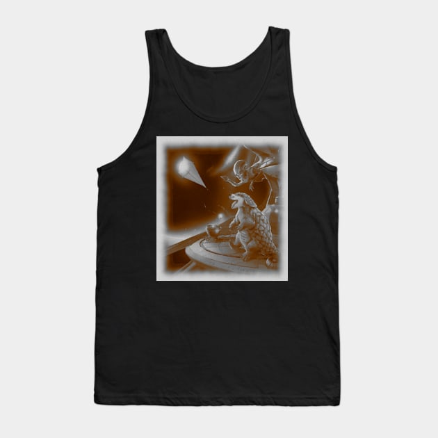 black and white pangolin flying kite on spaceship Tank Top by Catbrat